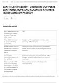 EXAM &colon; Law of Agency - Champions COMPLETE EXAM QUESTIONS AND ACCURATE ANSWERS &lpar;2025&rpar; &vert;ALREADY PASSED&excl;&excl;