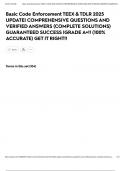Basic Code Enforcement TEEX & TDLR 2025 UPDATE&vert; COMPREHENSIVE QUESTIONS AND VERIFIED ANSWERS &lpar;COMPLETE SOLUTIONS&rpar; GUARANTEED SUCCESS &vert;GRADE A&plus;&excl;&excl; &lpar;100&percnt; ACCURATE&rpar; GET IT RIGHT&excl;&excl;