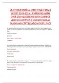 MULTIDIMENSIONAL CARE FINAL EXAM &vert; LATEST 2025-2025 &vert;3 VERSIONS WITH OVER 250&plus; QUESTIONS WITH CORRECT  VERIFIED ANSWERS &vert; GUARANTEED A&plus; GRADE AND CERTIFICATION EXCELLENCE