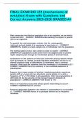 FINAL EXAM BIO 351 &lpar;mechanisms of evolution&rpar; Exam with Questions and Correct Answers 2025-2026 GRADED A&plus;