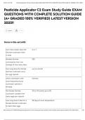 Pesticide Applicator C2 Exam Study Guide EXAM QUESTIONS WITH COMPLETE SOLUTION GUIDE &lpar;A&plus; GRADED 100&percnt; VERIFIED&rpar; LATEST VERSION 2025&excl;&excl;