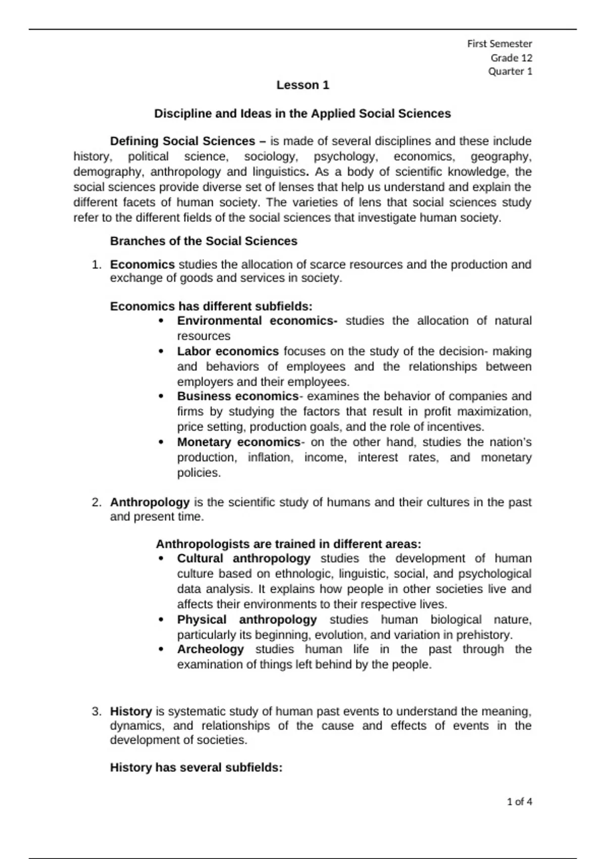 HUMSS_DIASS12 handouts quarter 1 lesson 1 - HUMSS_DIASS12 - Stuvia US