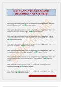 DATA ANALYTICS EXAM 2025 QUESTIONS AND ANSWERS