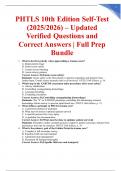 PHTLS 10th Edition Self-Test &lpar;2025&sol;2026&rpar; &ndash; Updated Verified Questions and Correct Answers &vert; Full Prep Bundle