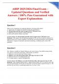 AHIP 2025&sol;2026 Final Exam &ndash; Updated Questions and Verified Answers &vert; 100&percnt; Pass Guaranteed with Expert Explanations