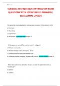 SURGICAL TECHNOLOGY CERTIFICATION EXAM QUESTIONS WITH 100&percnt;VERIFIED ANSWERS &vert; 2025 ACTUAL UPDATE