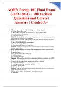 AORN Periop 101 Final Exam &lpar;2023&ndash;2024&rpar; &ndash; 100 Verified Questions and Correct Answers &vert; Graded A&plus;
