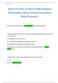 General Pest Control Subcategory Test 2025&vert; Latest Exam Questions With Answers