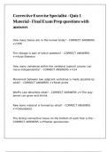 Corrective Exercise Specialist - Quiz 1 Material - Final Exam Prep questions with answers