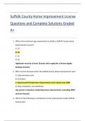 Suffolk County Home Improvement License  Questions and Complete Solutions Graded  A&plus;