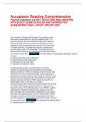 Accuplacer Reading Comprehension  Practice Questions LATEST QUESTIONS AND ANSWERS  WITH STUDY GUIDE DETAILED AND VERIFIED FOR  GUARANTEED PASS&comma; LATEST UPDATE 2025