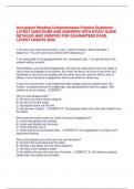 Accuplacer Reading Comprehension Practice Questions  LATEST QUESTIONS AND ANSWERS WITH STUDY GUIDE  DETAILED AND VERIFIED FOR GUARANTEED PASS&comma;  LATEST UPDATE 2025