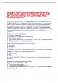  BUNDLE FOR Accuplacer Reading Comprehension LATEST QUESTIONS AND ANSWERS WITH STUDY GUIDE DETAILED AND VERIFIED FOR GUARANTEED PASS&comma; LATEST UPDATE 2025 Accuplacer Reading Comprehension LATEST QUESTIONS AND ANSWERS WITH STUDY GUIDE DETAILED AND VERIFIED