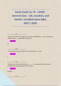 Study Guide Ins TX - LAH05 - General Lines - Life&comma; Accident&comma; and Health &sol; Certified Exam Q&A&comma; 2025 &sol; 2026&period;  &CenterDot;
