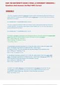 NUR 198 MATERNITY EXAM 3 FINAL &lpar;2 DIFFERENT VERSIONS &rpar;  Questions And Answers Verified 100&percnt; Correct