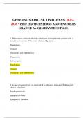 GENERAL MEDICINE FINAL EXAM 2025-2026 VERIFIED QUESTIONS AND ANSWERS GRADED A&plus; GUARANTEED PASS