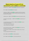Rhode Island Law Exam ACTUAL  QUESTIONS AND CORRECT ANSWERS