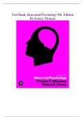 Test Bank Abnormal Psychology 9th  Edition By Emery Thomas 