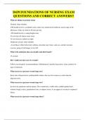 D439 FOUNDATIONS OF NURSING EXAM QUESTIONS AND CORRECT ANSWERS&excl;&excl;