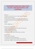 NEUROPSYCHOLOGY PRACTICE EXAM 1 2025 QUESTIONS AND ANSWERS