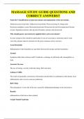 MASSAGE STUDY GUIDE QUESTIONS AND CORRECT ANSWERS&excl;&excl;