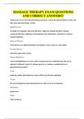 MASSAGE THERAPY EXAM QUESTIONS AND CORRECT ANSWERS&excl;&excl;