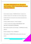 CFI FMVA 2025&sol;2026 Exam Questions  and Answers 100&percnt; Guaranteed Success  &vert; Already Rated A&plus; 