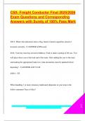 CSX- Freight Conductor Final 2025&sol;2026  Exam Questions and Corresponding  Answers with Surety of 100&percnt; Pass Mark