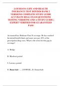 LOUISIANA LIFE AND HEALTH  INSURANCE TEST 2025&sol;2026 BANK 2  VERSIONS COMPLETE STUDY GUIDE  ACCURATE REAL EXAM QUESTIONS  TESTING VERSIONS AND A STUDY GUIDE &vert;  EXPERT VERIFIED FOR GUARANTEED  PASS 