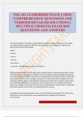 NSG 441 LEADERSHIP EXAM 1 &lpar;2025&rpar; COMPREHENSIVE QUESTIONS AND VERIFIED DETAILED SOLUTIONS &lpar; MULTIPLE CHOICES&rpar; EXAM 2025 QUESTIONS AND ANSWERS