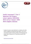 Health Assessment I Test 2 Questions And Answers Latest Updates 2025&sol;2026 With Correct Answers 100&percnt; With Complete Solutions