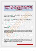 MARYVILLE UNIVERSITY NURSING 615 EXAM 3 REVIEW 2025 QUESTIONS AND ANSWERS