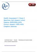 Health Assessment I&colon; Exam 2 Questions And Answers Latest Updates 2025&sol;2026 With Correct Answers 100&percnt; With Complete Solutions