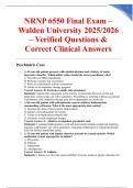 NRNP 6550 Final Exam &ndash; Walden University 2025&sol;2026 &ndash; Verified Questions & Correct Clinical Answers