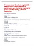 Pharmaceutical Manufacturing PACOP 4 EXAM LATEST EXAM COMPLETE QUESTIONS AND CORRECT ANSWERS &lpar;VERIFIED ANSWERS&rpar; &vert;ALREADY GRADED A&plus;