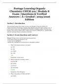 Portage Learning Organic Chemistry CHEM 219 &ndash; Module 8 Exam &ndash; Questions & Verified Answers &ndash; A&plus; Graded &ndash; 2025&sol;2026 Edition