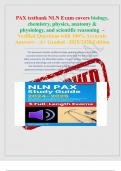 PAX testbank NLN Exam covers biology, chemistry, physics, anatomy & physiology, and scientific reasoning – Verified Questions with 100% Accurate Answers – A+ 