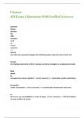 Finance 420 Exam 1 Questions With Verified Answers