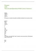 Finance 4201 Test 1 Exam Questions With Correct Answers