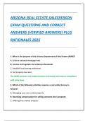 ARIZONA REAL ESTATE SALESPERSON  EXAM QUESTIONS AND CORRECT  ANSWERS &lpar;VERIFIED ANSWERS&rpar; PLUS  RATIONALES 2025