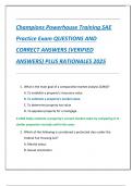 Champions Powerhouse Training SAE  Practice Exam QUESTIONS AND  CORRECT ANSWERS &lpar;VERIFIED  ANSWERS&rpar; PLUS RATIONALES 2025