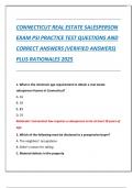 CONNECTICUT REAL ESTATE SALESPERSON  EXAM PSI PRACTICE TEST QUESTIONS AND  CORRECT ANSWERS &lpar;VERIFIED ANSWERS&rpar;  PLUS RATIONALES 2025
