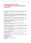 NRNP 6635 FINAL EXAM &ndash; SCHIZOPHRENIA QUESTIONS AND ANSWERS