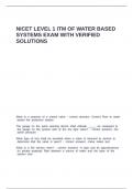 NICET LEVEL 1 ITM OF WATER BASED SYSTEMS EXAM WITH VERIFIED SOLUTIONS