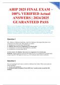 AHIP 2025 FINAL EXAM &ndash; 100&percnt; VERIFIED Actual ANSWERS &vert; 2024&sol;2025 GUARANTEED PASS