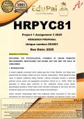 HRPYC81 Project 1 Assignment 3 &lpar;RESEARCH PROPOSAL ANSWERS&rpar; 2025 