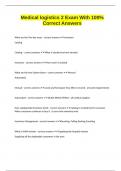Medical logistics 2 Exam With 100&percnt; Correct Answers