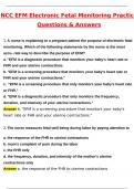 NCC EFM Electronic Fetal Monitoring Practice Exam &lpar;Latest 2025 &sol; 2026&rpar;&colon; Most Comprehensive Qs & Ans - to Pass the Exam&comma; 100&percnt; Verified by Experts