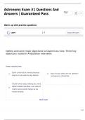 Astronomy Exam &num;1 Questions And Answers &vert; Guaranteed Pass