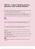 HESI A2 - Critical Thinking practice questions with verified solutions   Qs 1&period; The nurse is working in the emergency department &lpar;ED&rpar; of a children's medical center&period; Which client should the nurse assess first&quest; 1&period; The 1-month-old infant who has devel